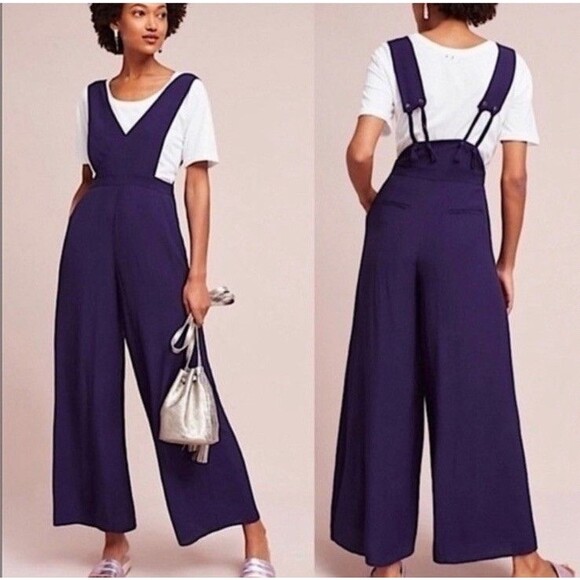 Anthropologie by Maeve Women’s Wide-Leg Jumpsuit blue sz 2 - Picture 1 of 16
